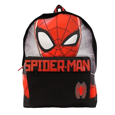 Licensed Boys Large Marvel Spiderman Backpack Rucksack Black Red Grey 41 Cm • £10.99