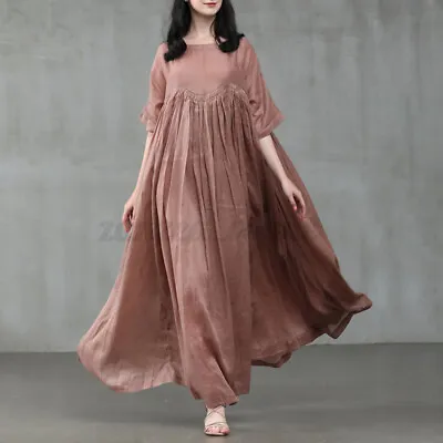 $20.79 • Buy ZANZEA Women Summer Long Maxi Dress Kaftan Caftan Abaya Short Sleeve Sundress