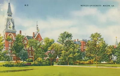 Postcard Mercer University Macon Georgia GA Linen A047 Campus  • $5.65
