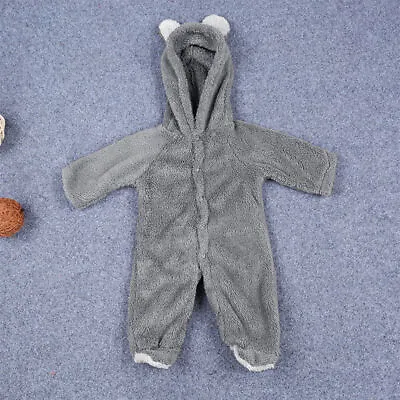 Teddy Bear Newborn Baby Boy Girl Fleece Hooded Romper Jumpsuit Bodysuit Pyjamas • £7.21