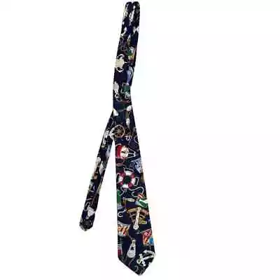 Vera Bradley Blue Nautical Anchor Rope Compass Fun Colorful Designer Mens Tie • $16.99