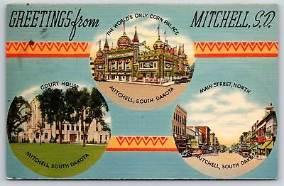 State Banner~Greetings From Mitchell South Dakota~Corn Palace~PM 1941~Postcard • $3.70