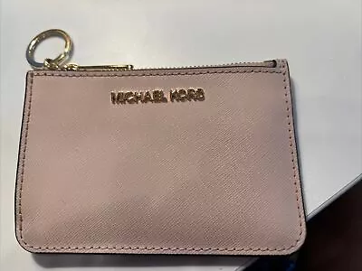 MICHAEL KORS JET SET TRAVEL SMALL COIN POUCH ID HOLDER LEATHER WALLET PowderPink • $24.99