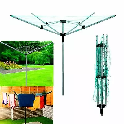 4 Arm 50metre Laundry Clothes Rotary Airer Dryer Outdoor Washing Line   • £29.99