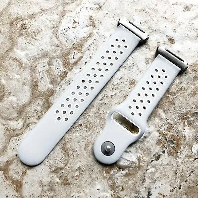 Gray With White Smooth Rubber Silicone Sports Band Strap For Fitbit Ionic • $48.70
