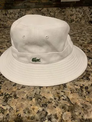 Lacoste Bucket Hat Vintage White Netting Mens Medium Fishing Hat Great Cond RARE • $29.99