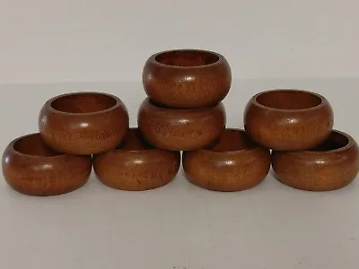 Set Of 8 Teak Wood Round Napkin Ring Holder MCM Mid-Century Modern • $23.36