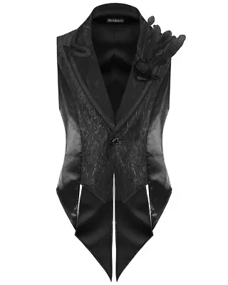 Devil Fashion Mens Aristocratic Vampire Tailed Waistcoat Vest - Black • $93.37