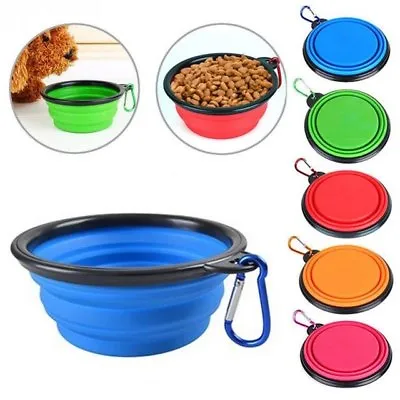 Collapsible Portable Bowl Dog Cat Pet Travel Silicone Water Dish Camping • £2.89