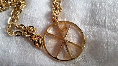 Antaya Vintage Signed Pendant Catholic Peace Sign With Nice 24  Goldtone Chain  • $15