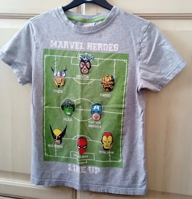 Kids Marvel Heroes Grey Green Football Fan T-Shirt: Size 10-11 Years. Tee Shirt  • £1.99