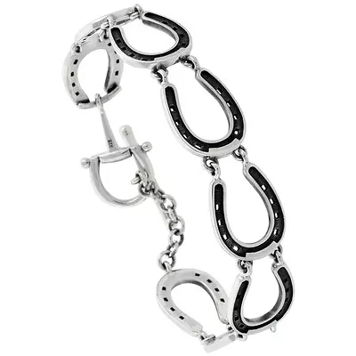 7.5 Inch Sterling Silver Horseshoe Horse Bit Bracelet  • £77.84