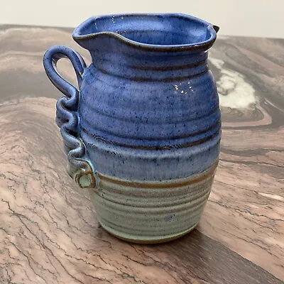 Vintage Blue Two-Tone Ceramic Vase Handmade & Signed By VIC • $25