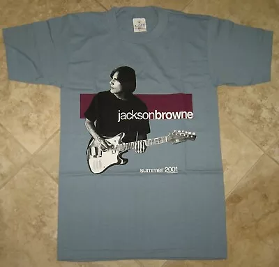 JACKSON BROWNE 2001 SUMMER CONCERT TOUR T-SHIRT New Old Stock Grey Small U.S.A. • $28.95