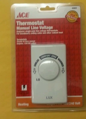 $17.97 • Buy Ace Single Pole Line Voltage Thermostat Heat Only Designed For 120 Volt Systems