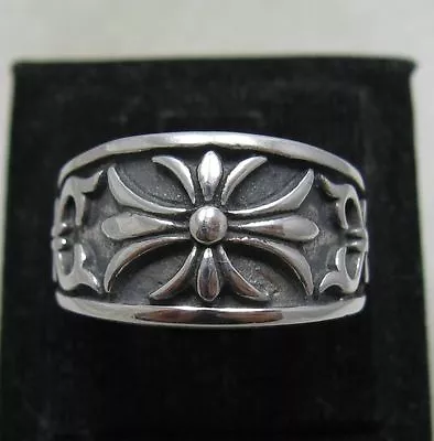 Genuine Sterling Silver Ring Band Cross Solid Hallmarked 925 Handmade • £33.40