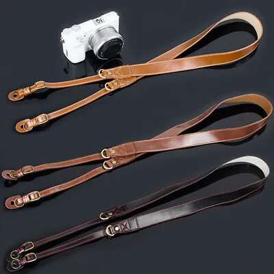 Leather Neck Shoulder Strap For Camera Mirrorless DSLR TLR FUJIFILM SONY Canon • £6.72