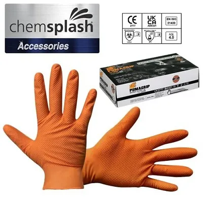 Orange Nitrile Disposable Gloves Powder Free Mechanic 9.8mil - 10 Boxes = 500 • £65
