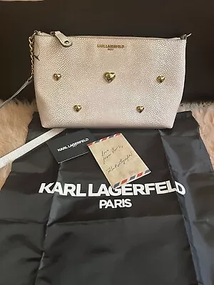 Karl Lagerfeld Blush Pink Faux Leather Crossbody Shoulder Bag Purse • $75