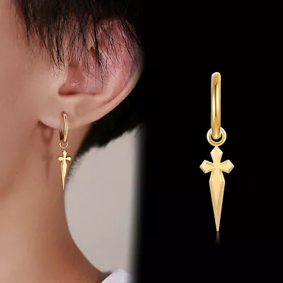 Hip Hop Rock Dagger Sword Men Earrings Ear Drops Dangles Stainless Steel Biker • $12.99