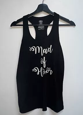 Womens Maid Of Honor Black White Racerback Tank Top Size S 4 6 Athletic Works • $12.23