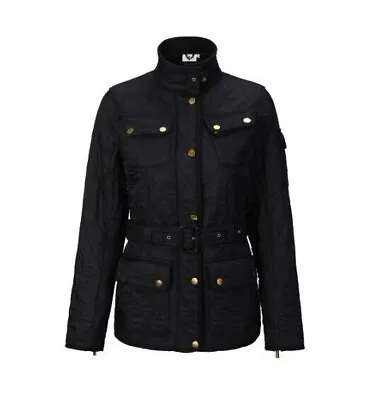 Firetrap Quilted Jacket Ladies Coat Belted - Black - All Sizes • £19.99