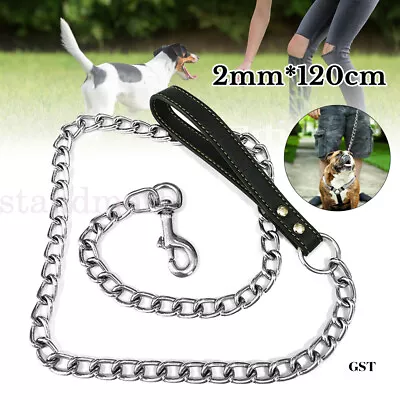 Heavy Duty Metal Chain Dog Lead With Handle Long Strong Control Leash 0.2*120cm • £5.15