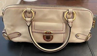 Marc Jacobs Leather Venetia Ivory Satchel Bag East/West Bag Made In Italy • $150