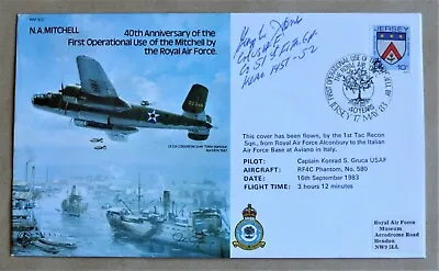 N A Mitchell B25 Bomber 1983 Raf Cover Signed By Col. George Jones Usaf • £12.95