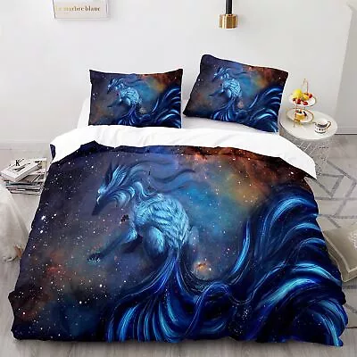 $48.47 • Buy 3D Foxes Stars Galaxy Planets Duvet Cover Quilt Cover Pillowcase Bedding Set New