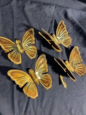 Vintage Home Interiors Metal Brass Butterflies Wall Decor • $16.94