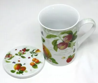 Masterpiece Collection Mug With Lid Botanical Fruit Theme Tea Coffee Cup • $12.50