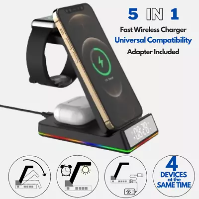 5-in-1 Wireless Charger-Fast Charge Dock For IPhone SamsungWatchUniversal Qi • $87.99