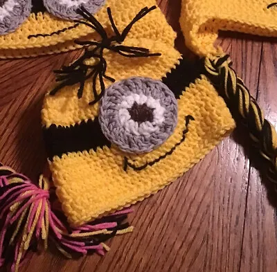 Inspired By Minion Hand Crochet Minion Hat/Beanie Size Baby 0-6 Months • $16.99