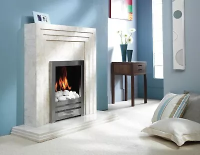 Marble Fireplace  In  Bianco Persiano Elegant With Three Step Hearth • £400