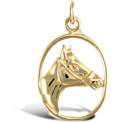 9ct Gold Solid Horse Head Necklace • £200.39