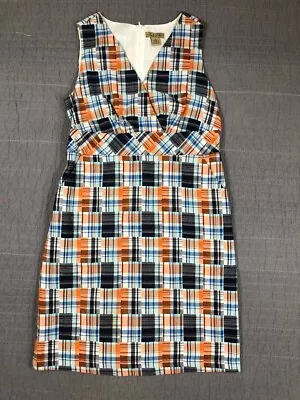 Peck Peck Dress Women 10 Blue Madras Plaid Cotton Lined Fitted Coastal Preppy • $22.96