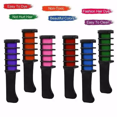 HAIR CHALK COMBS Quick Easy Wash Out Temporary Dye Salon Kit Cosplay Fancy Dress • £3.98