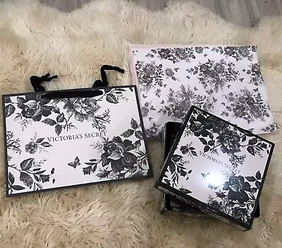 Victoria Secret Limited Floral Set Shopping Gift Bags & Box & Bunny Tissue Paper • $17.80