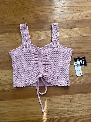 $41.56 • Buy Hollister Top Women Size Small Pink Crochet Crop Top Adjustable Tank New