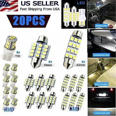 $7.99 • Buy 20pcs LED Light Bulbs Interior Kit Car Trunk Dome License Plate Lamp 6000K Chevy