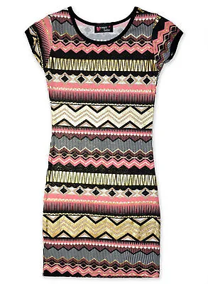 £6.29 • Buy Girls Midi Dress Foil Print Aztec Dresses Summer Bodycon Midi New Age 5-13 Years