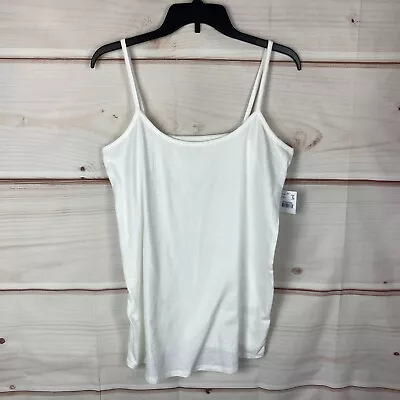 Motherhood Maternity Spaghetti Strap Tank Top Women Large White Cotton Basic New • $12.59