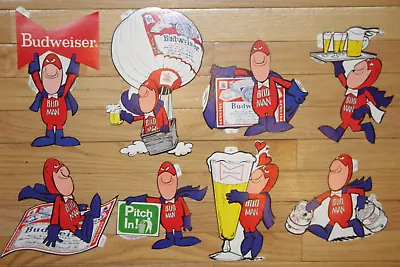 Vintage 1970s BUDWEISER BUD MAN STICKERS Set Of 8 NEW/Never Used  #01LAR • $11.99