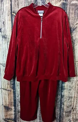 Blair Pant Suit Womens L Petite Red Velvet Holiday 2 Piece Set Lounge  • $39.99