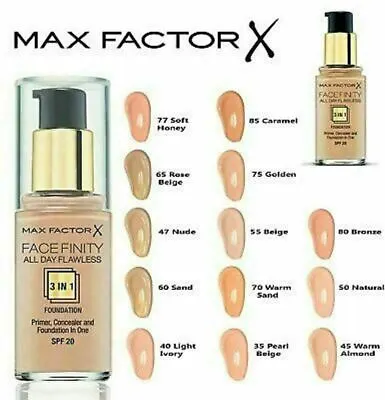 MAX FACTOR Facefinity 3in1 All Day Flawless Foundation 30ml SPF20 *NEW&SEALED* • £6.99