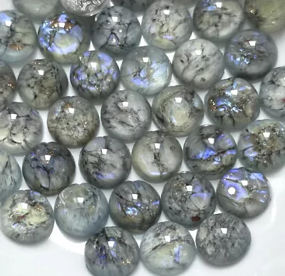 $10.25 • Buy 12 Vintage Gray Opal Cabochons Glass 7mm Grey Green Black W. Purple Flash C5-29