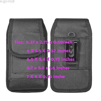 Black Canvas Pouch Case With Belt Loop And Metal Clip Holster Outdoor- 8 Sizes • $8.99