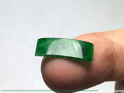 Vintage 1980's Curved Safe Plain Translucent Emerald Green Jadeite Jade Ring NEW • $260