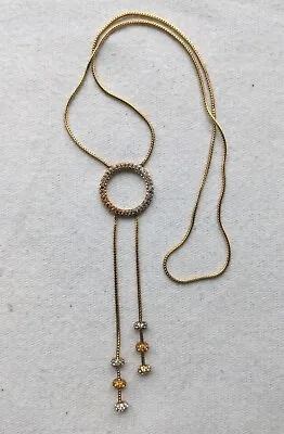 Vintage  Judith Leiber 3 Tone  Swarovski Crystal Runway Gold-tone Necklace 18.5  • $75